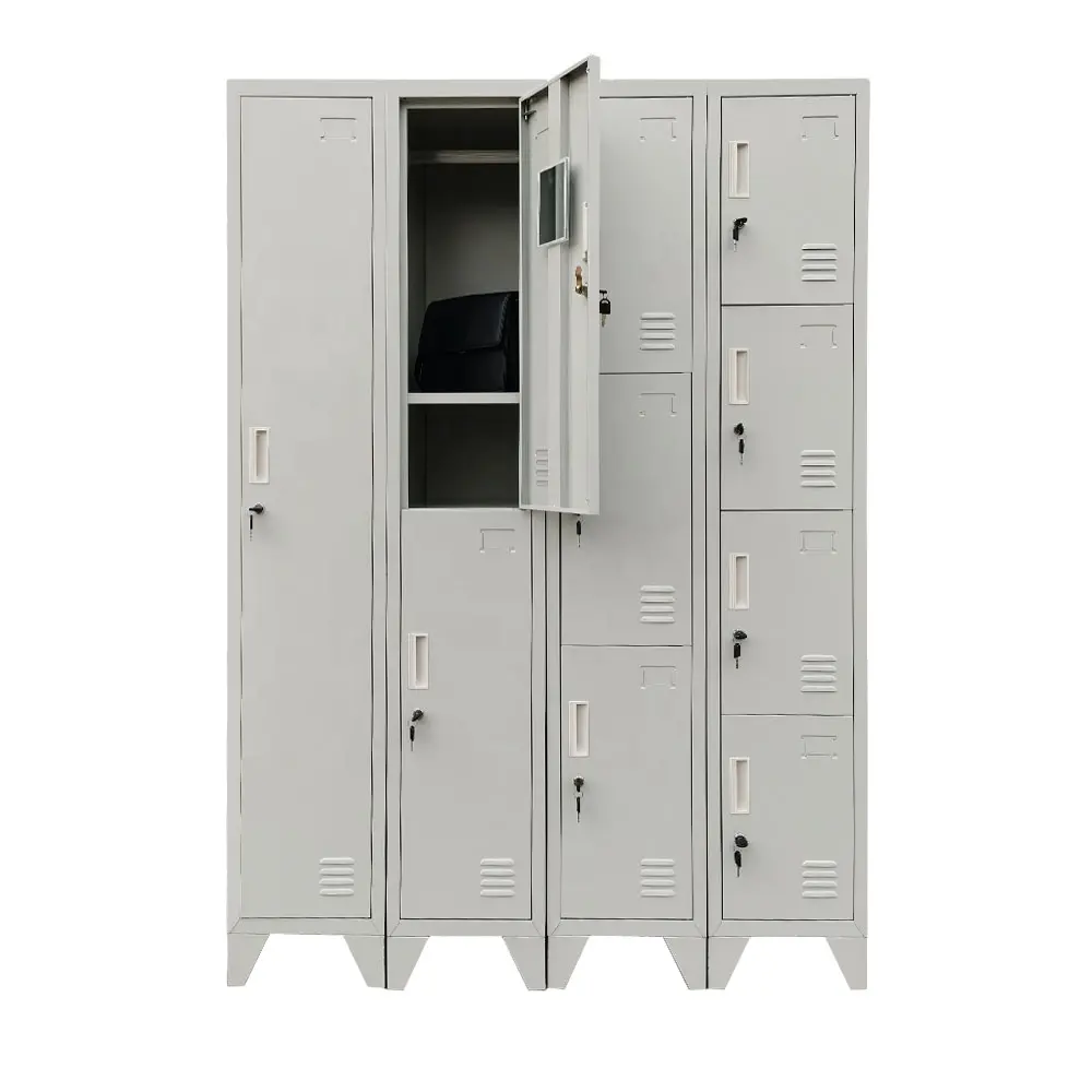 Armario moderno de una sola puerta de acero con pies de almacenamiento de ropa de plástico para dormitorio, oficina, gimnasio, dormitorio, muebles de comedor