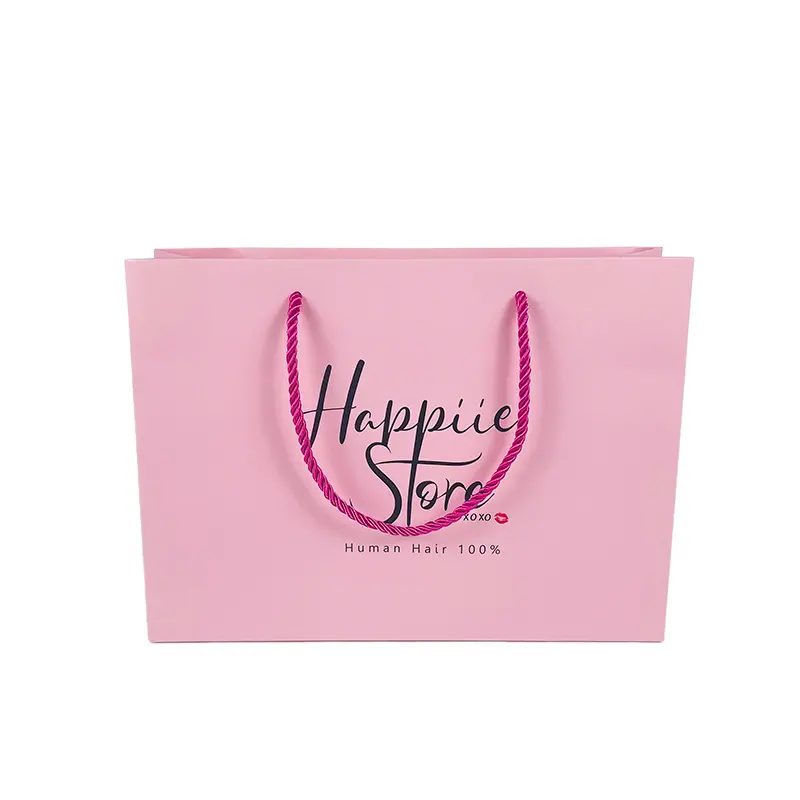 Sacolas de compras para roupas, roupas, moda, atacado, embalagens de varejo, papel de arte rosa personalizado, com logotipo biodegradável, personalizado