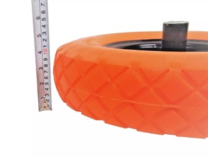 HL HANAK 16 "<span class=keywords><strong>4.00</strong></span>-<span class=keywords><strong>8</strong></span>扁平自由穿刺实心聚氨酯发泡手推车轮胎橙色钢轮毂