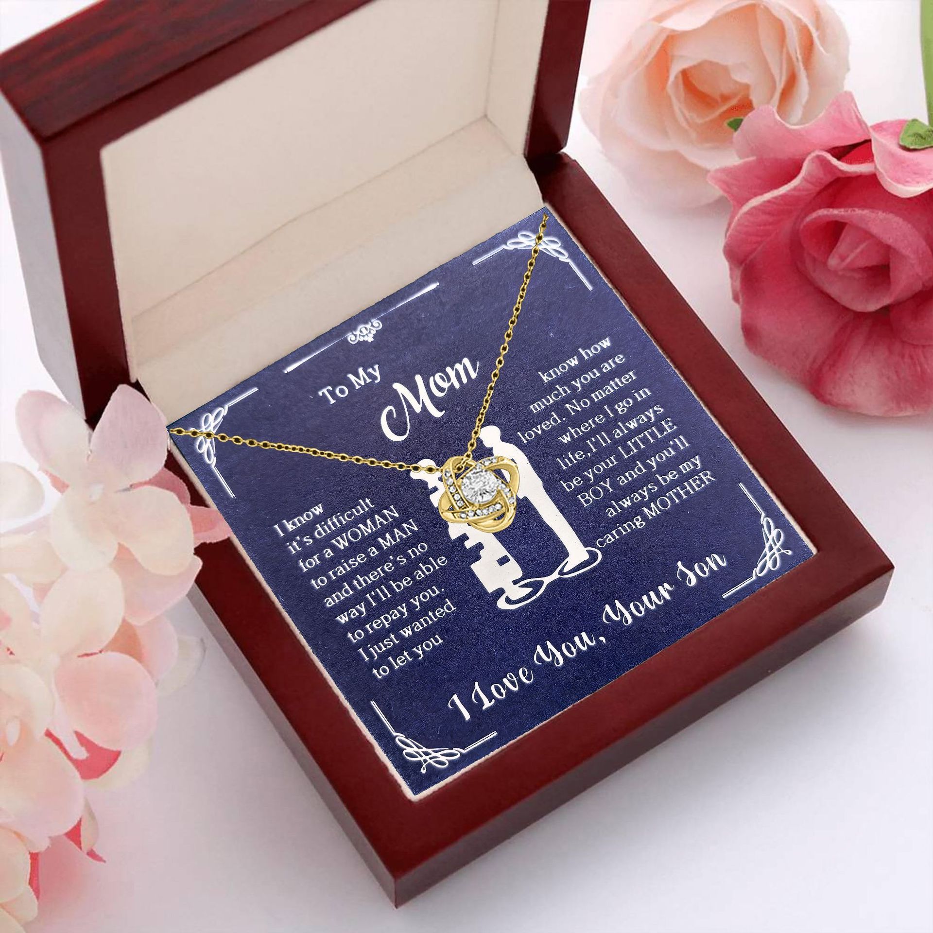 Collana color oro - rame - scatola porta biglietti in legno
