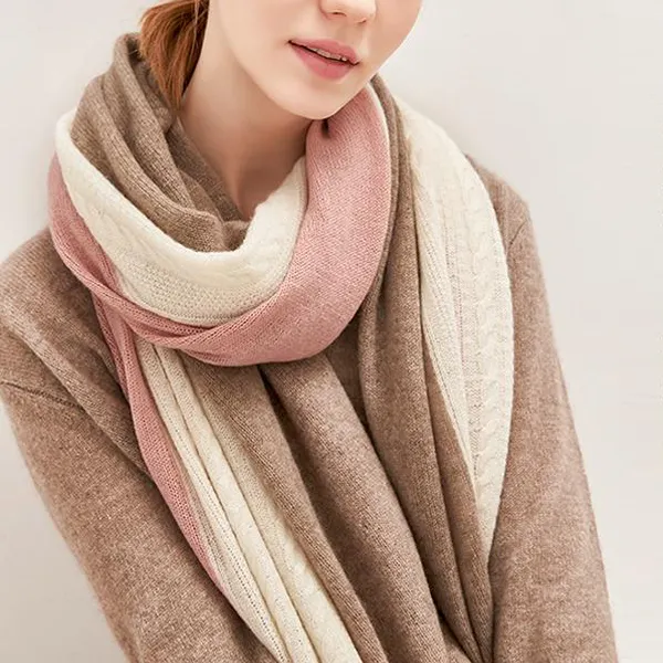 新年の贈り物寒い天候のスカーフ低moqの3色編みスカーフ