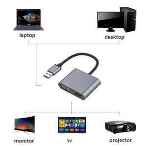 USB-zu-HDTV-VGA-Adapter 1920*1080P Multi-Display-Konverter mit zwei Ausgängen für Mac OS Windows 7/8/10/11 Laptop-Computer