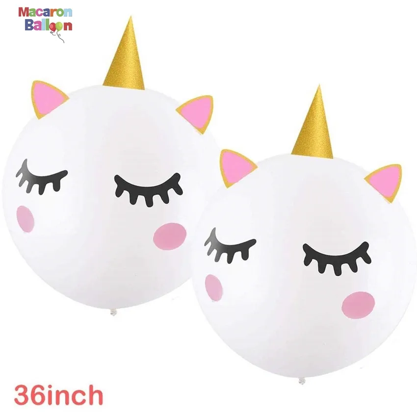 Palloncini unicorno grandi da 36 pollici fai-da-te con ciglia in corno Glitter per bambini Baby Shower compleanno matrimonio KBR043