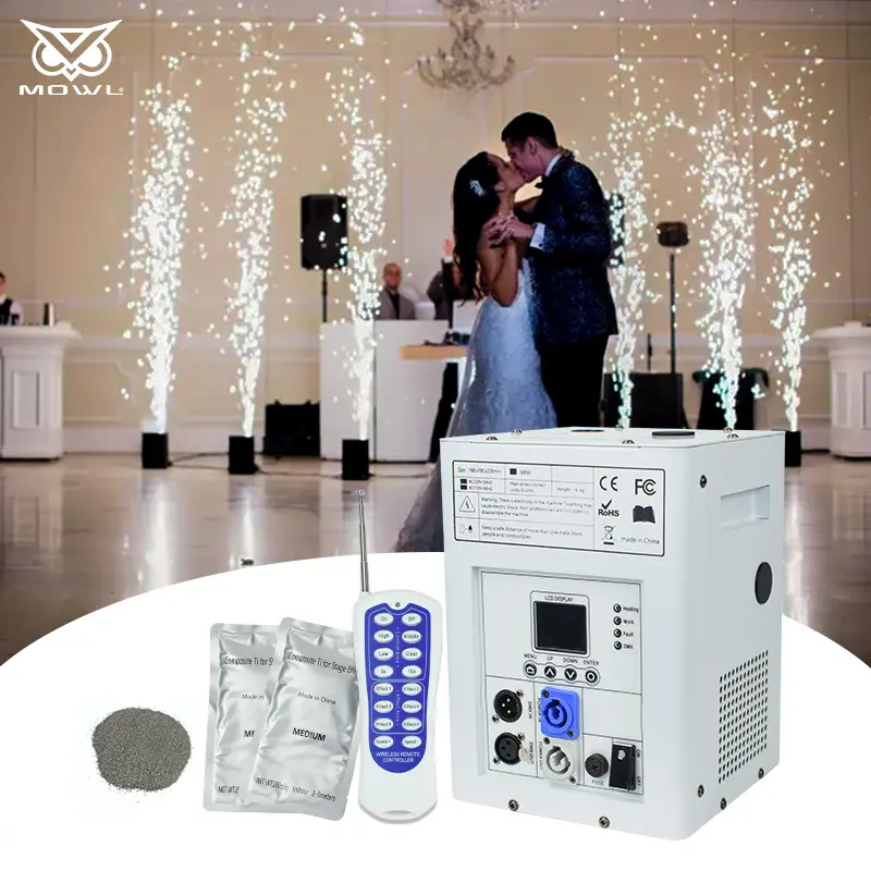 อุปกรณ์ให้แสงสว่างบนเวทีเครื่องจุดประกายความเย็นแบบ DMX สีขาวสำหรับงานแต่งงานเวทีดิสโก้การแสดงดีเจ