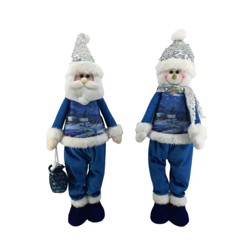 DECORAÇÕES DE NATAL ESCALÁVEIS PADRÃO SANTA CLAUS SNOWMAN AZUL DOLL PRESENTE