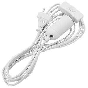 European VDE Certified <strong>2</strong>.5A <strong>2</strong> Pin Eu Plug Lamp Power Cord With On/off <strong>Switch</strong> E27 Lamp Holder