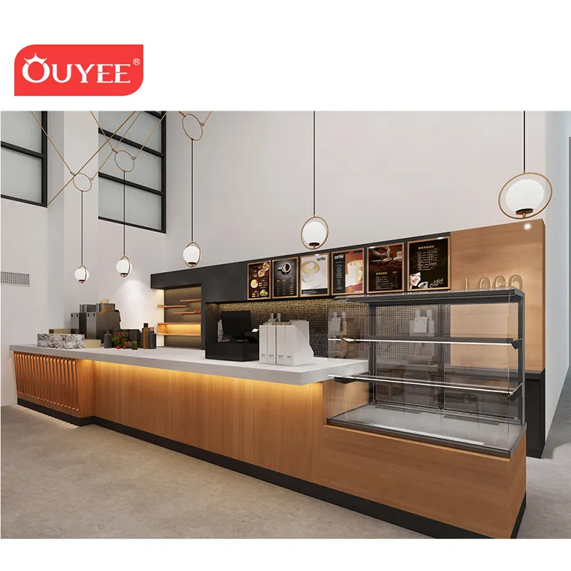 Vitrina de cristal con diseño de interiores para cafetería, mueble de decoración moderno para cafetería, Bar, tienda