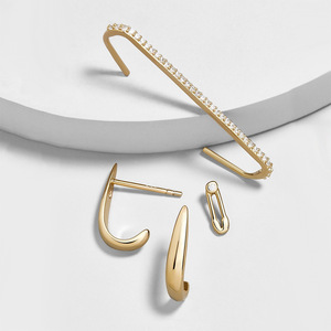 4 basit ve şık küpe ve küpe seti 4-piece alaşım elmas kakma ile Set - Product Image 1