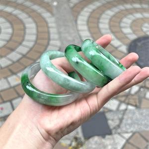 Toptan doğal gerçek Myanmar yeşim Jadeite Jasper yeşim yetişkin bileklik Piaohua Charm bilezik bilezik - Product Image 1