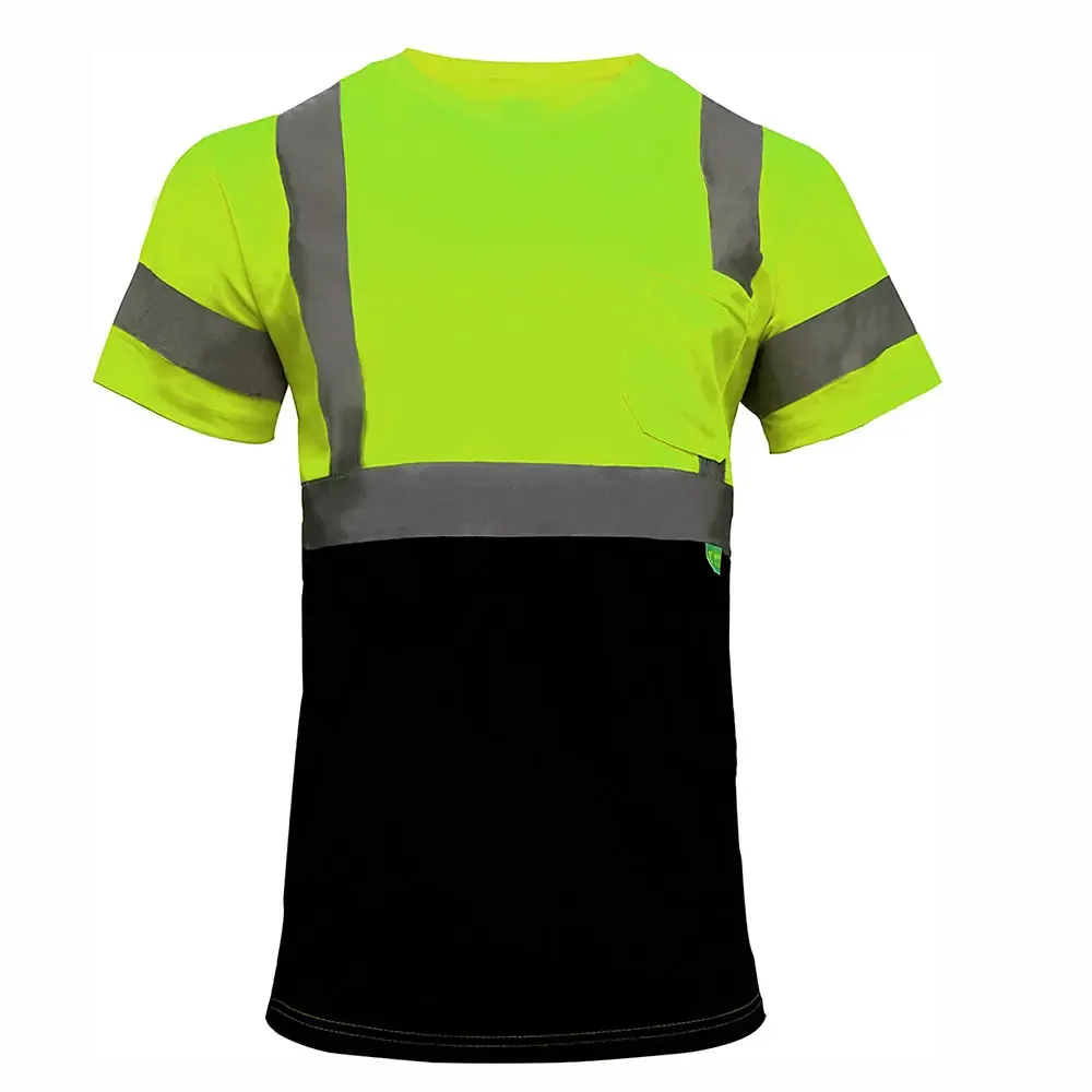 Camiseta de seguridad de secado rápido para hombre, camisa reflectante de alta visibilidad, fluorescente, personalizada, venta de fábrica