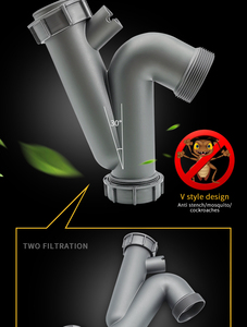 Deep V Modell Anti-Geruch Doppel waschbecken Abtropffläche SS304 mit Überlauf rohr 50mm <span class=keywords><strong>Flexible</strong></span> Spüle Abfall Wellrohr