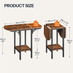 Thả lá bên bảng, 2 Tier gấp Sofa cuối bảng với mở rộng Máy tính để bàn nhỏ cao Bàn cà phê cho phòng khách không gian nhỏ - Product Image 3