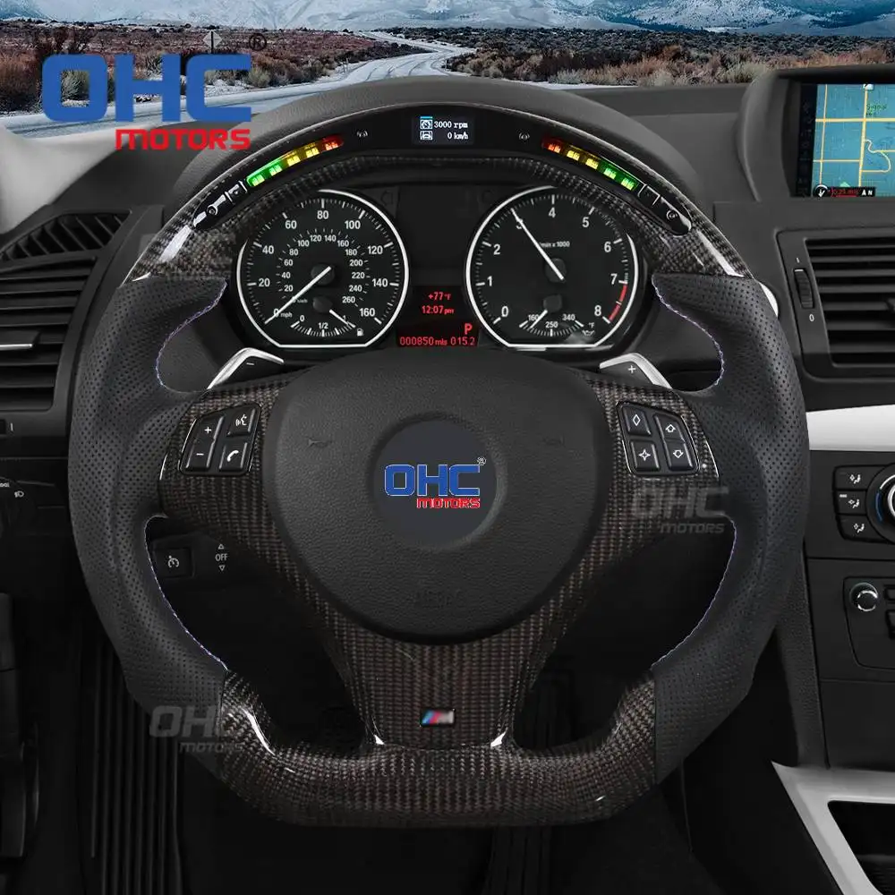 कार के स्टीयरिंग व्हील के लिए फिट बीएमडब्ल्यू 3 श्रृंखला 335i E90 E91 E92 E93 M3 RPM रेसिंग बीएमडब्ल्यू एम खेल का नेतृत्व किया कार कार्बन फाइबर स्टीयरिंग व्हील