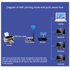 Server di stampa Wireless PS2021 con 2 porte USB per stampante domestica da ufficio condividi server di stampa server wifiprint wifi