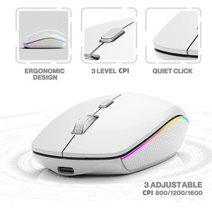 Combo de teclado y ratón inalámbricos Juego de teclado y ratón retroiluminado ultradelgado Teclado recargable USB multidispositivo 2,4G - Product Image 6