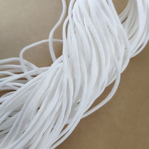 Banda de Spandex de nailon trenzado de poliéster, cordón de macramé elástico redondo blanco, lazo de oreja plano de 5mm para cuerda de máscara facial - Product Image 2