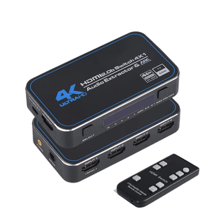 4K @ 60Hz 4端口HDMI 2.0b交换机HDMI2.0切换器盒4进1出，带光学3.5毫米音频输出远程音频提取器ARC HDCP2.2 - Product Image 1