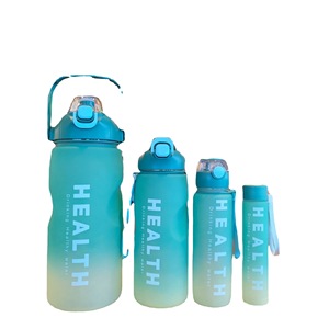 ขวดน้ำพลาสติกความจุขนาดใหญ่3.3L 4 in 1ใหม่2024พร้อมที่บอกเวลาและหลอด - Product Image 1