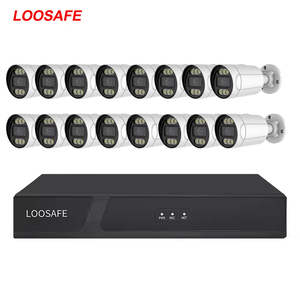 Loosafe 16ch 4mp Poe Cámara Sistema Cctv para exteriores con detección de Nvr P2p 4 Array IR Leds 50 IR Distancia