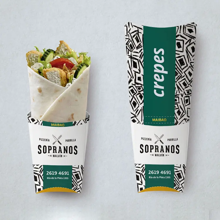 Scatola di pollo Kebab Sandwich da asporto con stampa personalizzata scatola all'ingrosso usa e getta Tacos Burrito avvolgente Shawarma