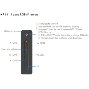 R14 1 зона RF2.4G пульт дистанционного управления для RGBW ультратонкий клей сенсорный слайдер светодиодный контроллер для RGBW светодиодные полосы света - Product Image 6