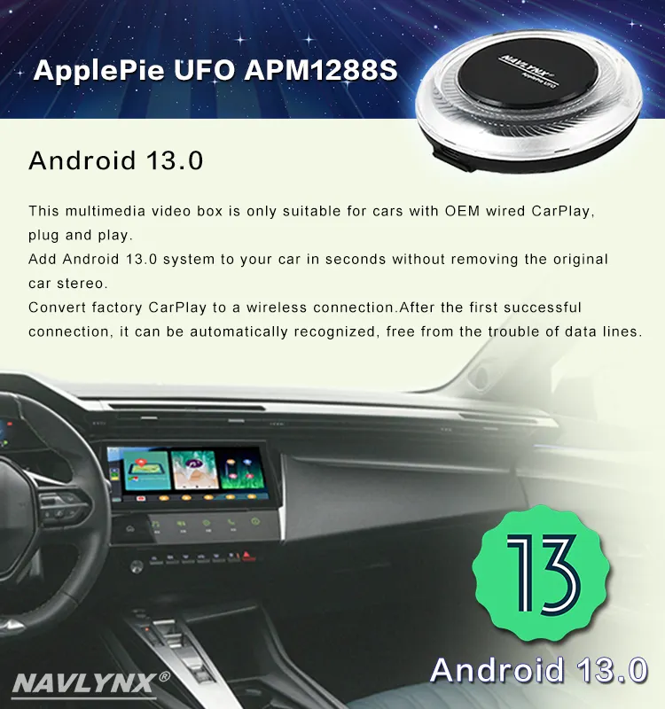 NNAVLYNX ApplePie UFO CarPlay AI Box 8GB+128GB אלחוטי אנדרואיד אוטומטי עבור BMW כפול Wi-Fi בלוטות' 4G GPS HDMI Netflix יוטיוב