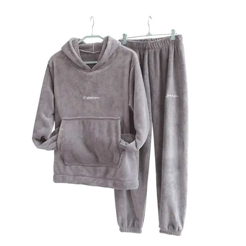 Adult Warm Fleece Hoodie Long John Pajama For Women Winter