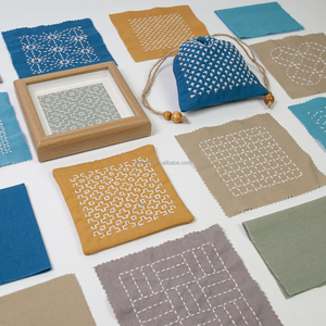Sashiko Mending &amp; Patchwork <strong>Kit</strong> 5 Pcs of Water-Soluble Paper Stick'n Stitch <strong>Pattern</strong> Transfers 6 Pcs of Colorful Fabric for DIY - Product Image 3