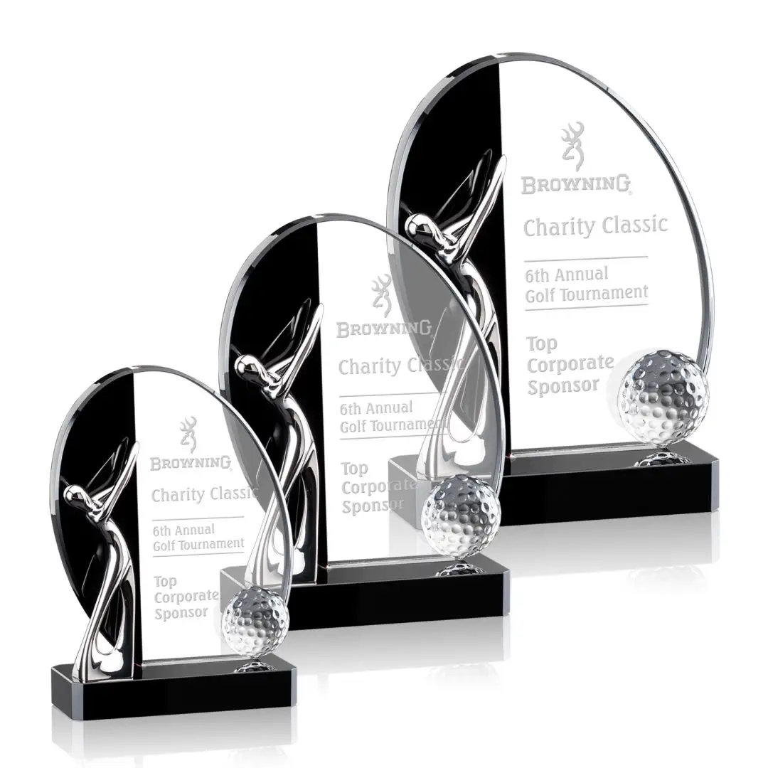 Penghargaan Golf akrilik dibuat sesuai pesanan Piala olahraga 6 "7" 8 "dengan trofi pencapaian terukir Laser dasar untuk penghargaan pengenalan tim