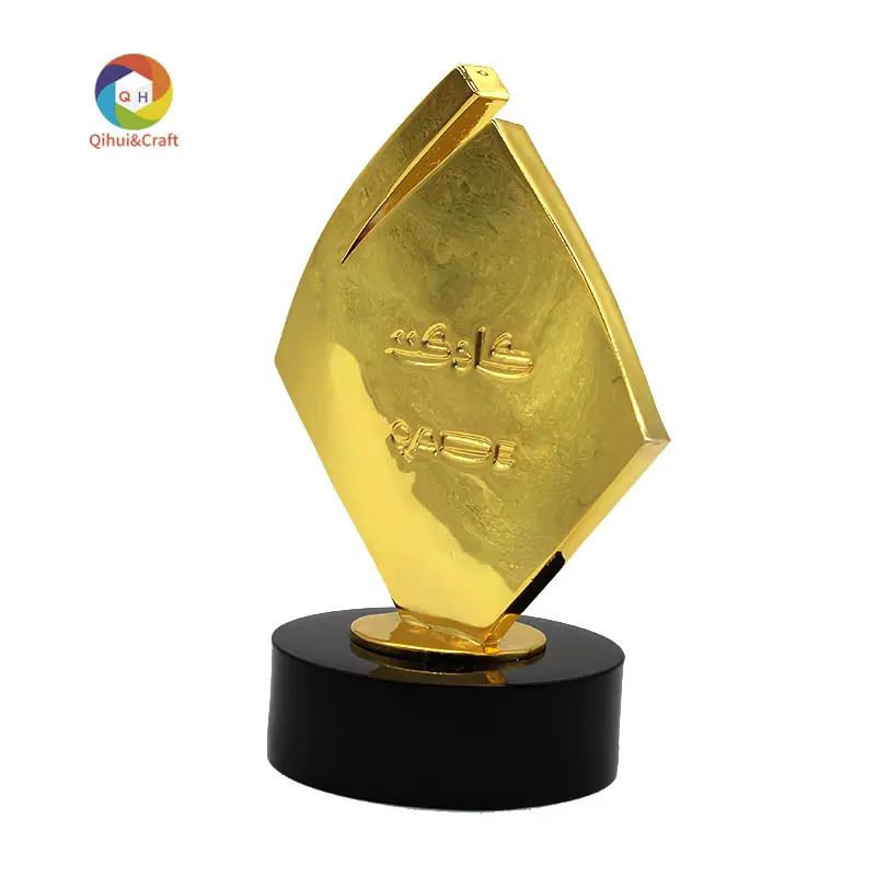 Trofeo base de cristal de aleación de zinc personalizado de alta calidad al por mayor diseño grabado conmemorativo logotipo trofeo de metal