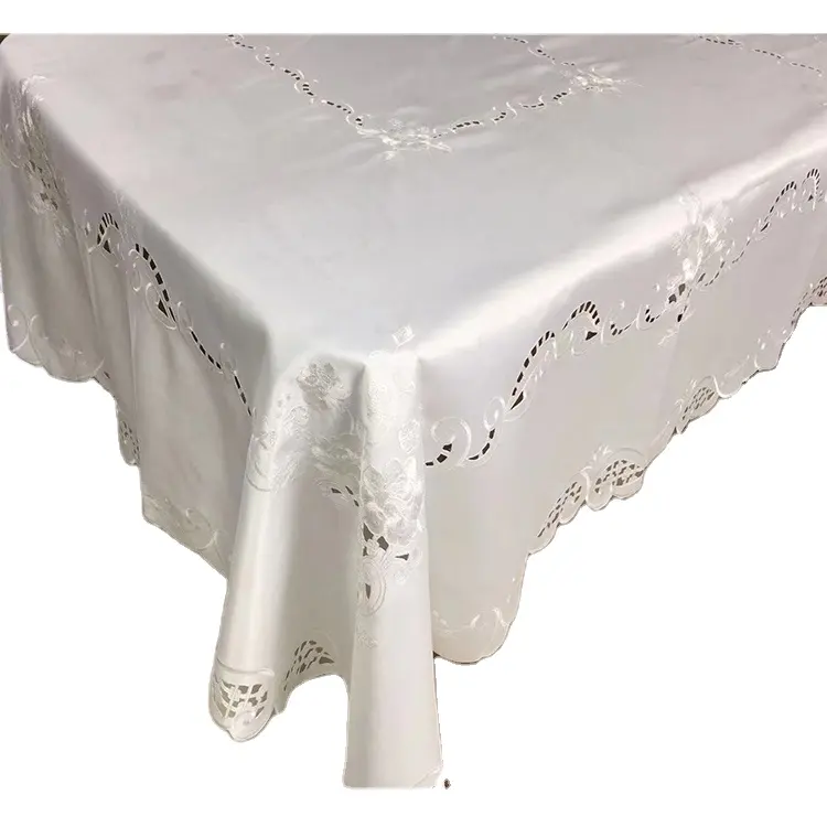 Chenille-manteles de mesa de banquete para fiesta de boda, ropa de lujo europea con encaje hueco bordado personalizado