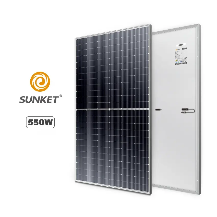 Sunket Good Price EU 182 mm Solar Panel 550W Mono Half Cell Photovoltaic Panels PV Module Factory