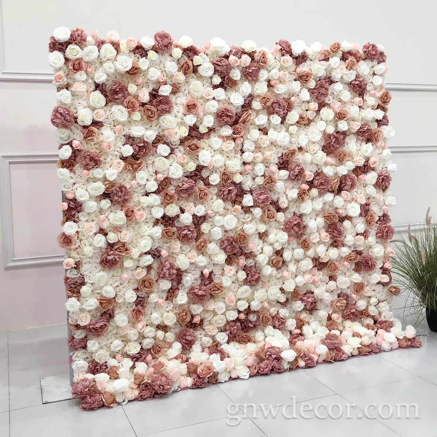 Gnw painel grande para decoração de parede, eventos de decoração do palco, plantas de seda, hortência, peônia, flor, gota de volta para casamento