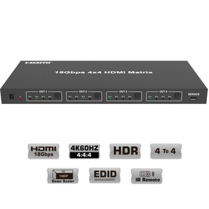 18Gbps 4x4 HDMI Matrix 4k @ 60Hz HDMI 2.0b arco Extractor de audio convertidor de audio