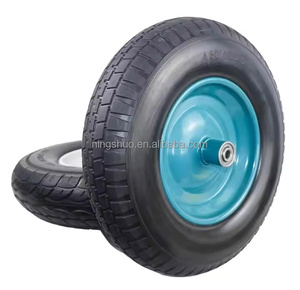 High Quality 16 Inch 4.80/<strong>4.00</strong>-8 With Metal Rim Jewel-like Flat Free Solid Rubber Puncture Proof <strong>Tire</strong> Pu Foam Wheelbarrow Wheel - Product Image 5