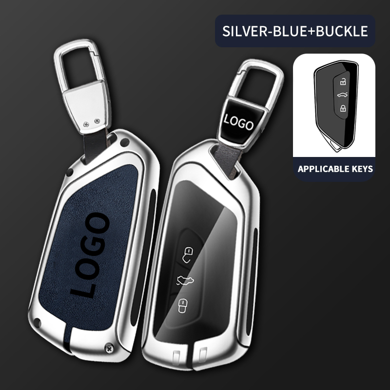 Bright silver blue + metal keychain