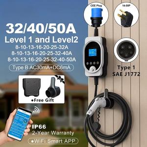 格拉森2便携式充电站15A 20KW一级11KW智能Wifi V2H DC CCS2 180KW 240无线移动住宅充电