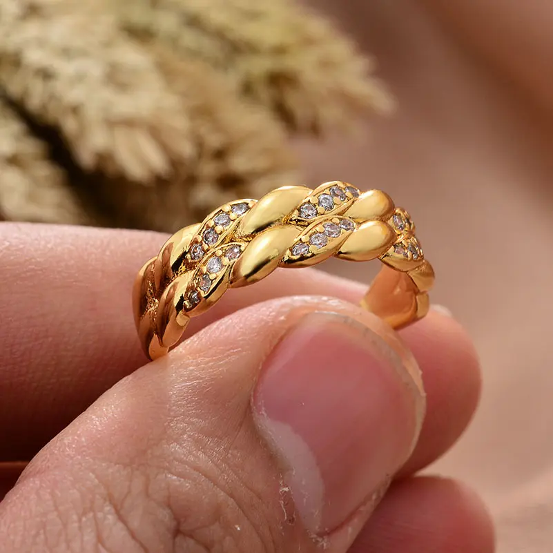 gold color copper rings for women men Dubai Gold Color Ring Arab Nigeria Rings Wedding Designer Flower Jewelry