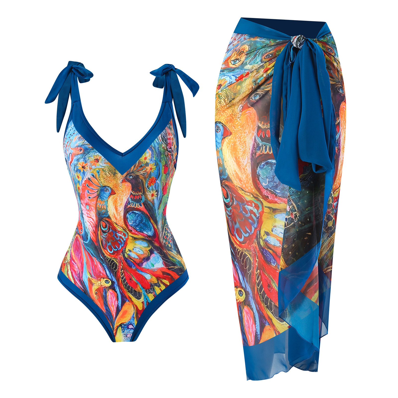 Traje azul pavo real Y16