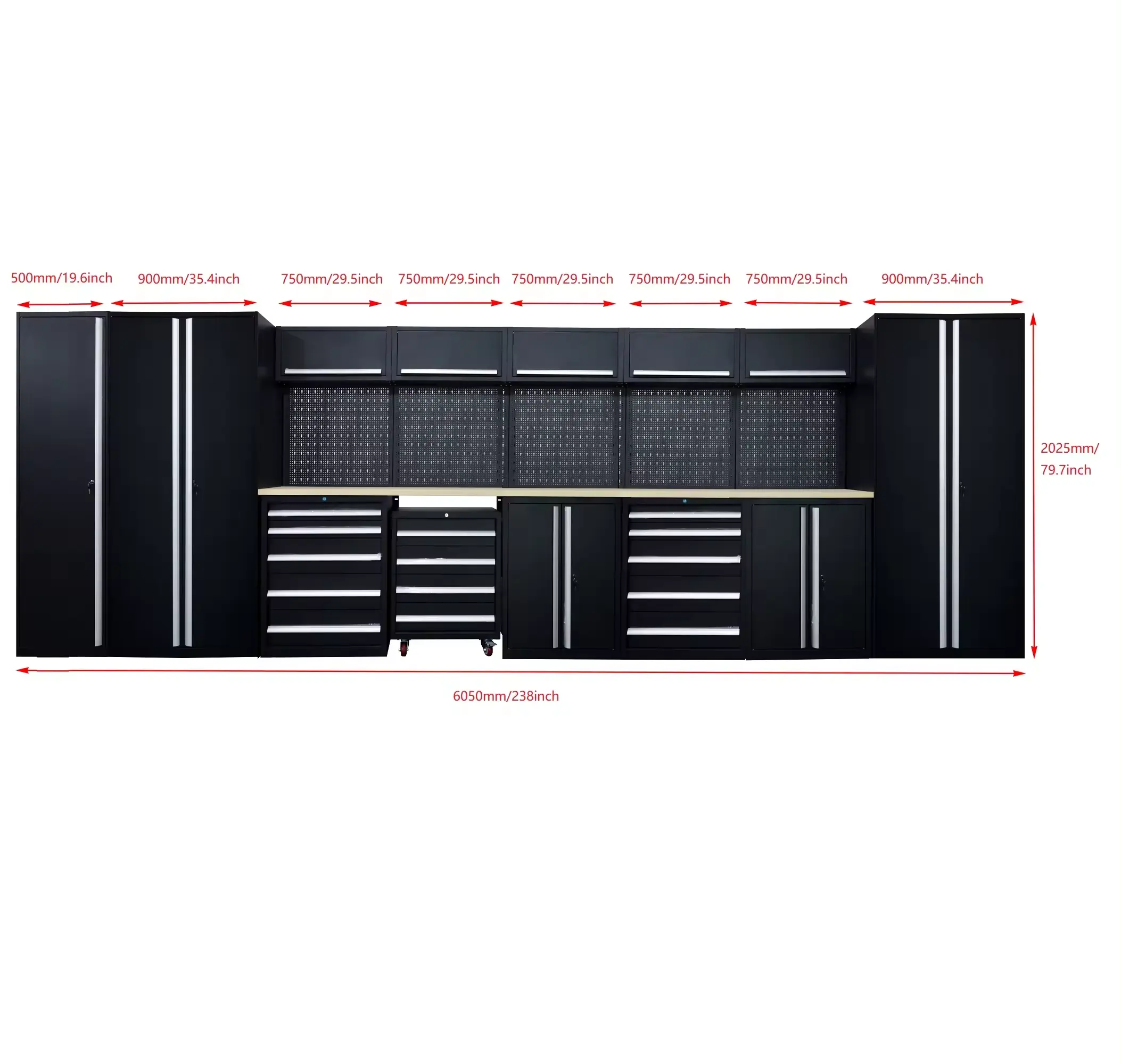 Hochleistungs-Werkzeugkasten Walzschrank Werkstattschrank Garage Werkbank mit Schubladen modularer Stahl-Werkzeugschrank