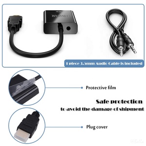 Para Adaptador convertidor HDMI a VGA con Audio 1920x1080 60HZ para proyector HDTV ordenador certificado CE chaqueta de PVC