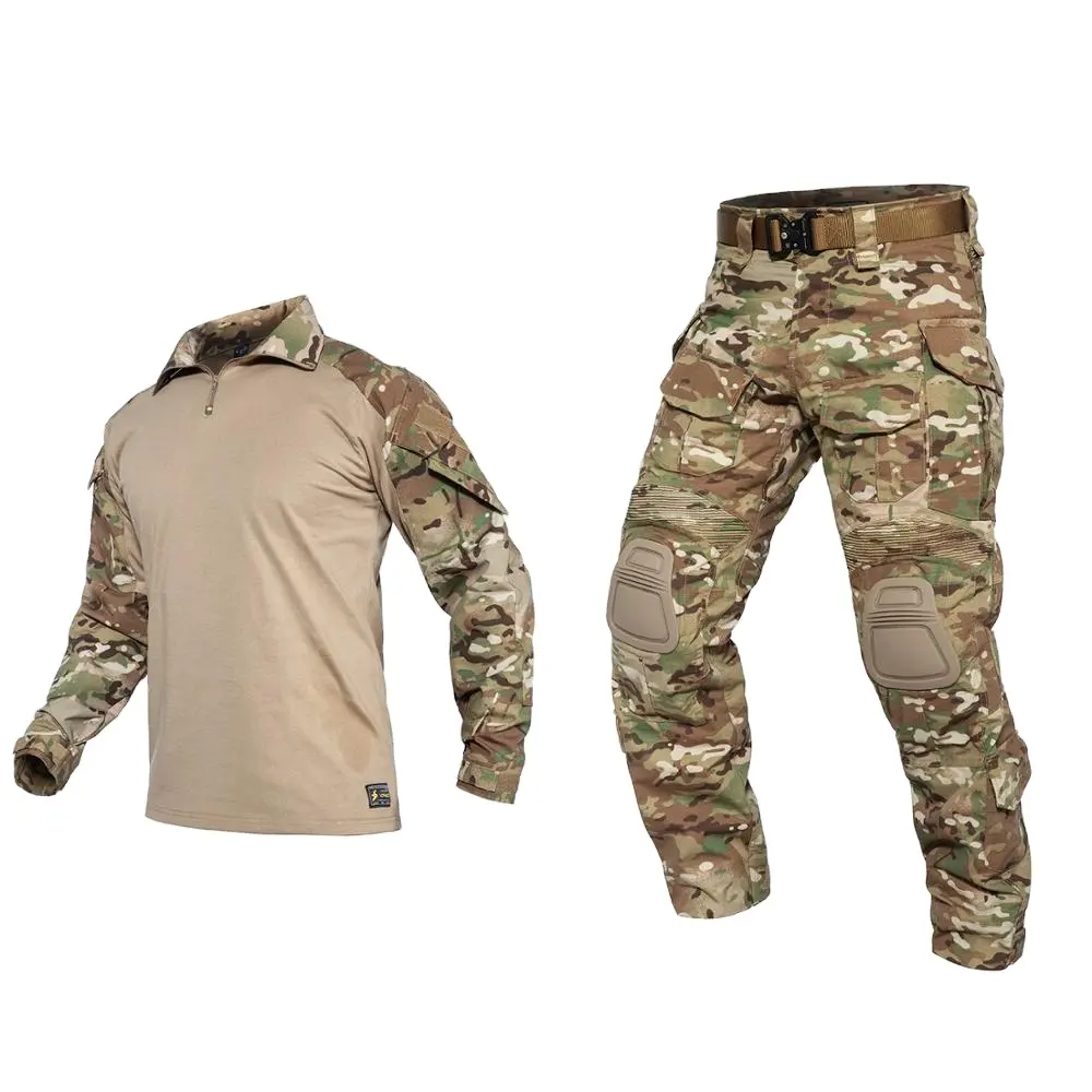 VOTAGOO G3 Multicam pria, pakaian taktis Airsoft Frog Set kaus Lengan Panjang taktis seragam celana