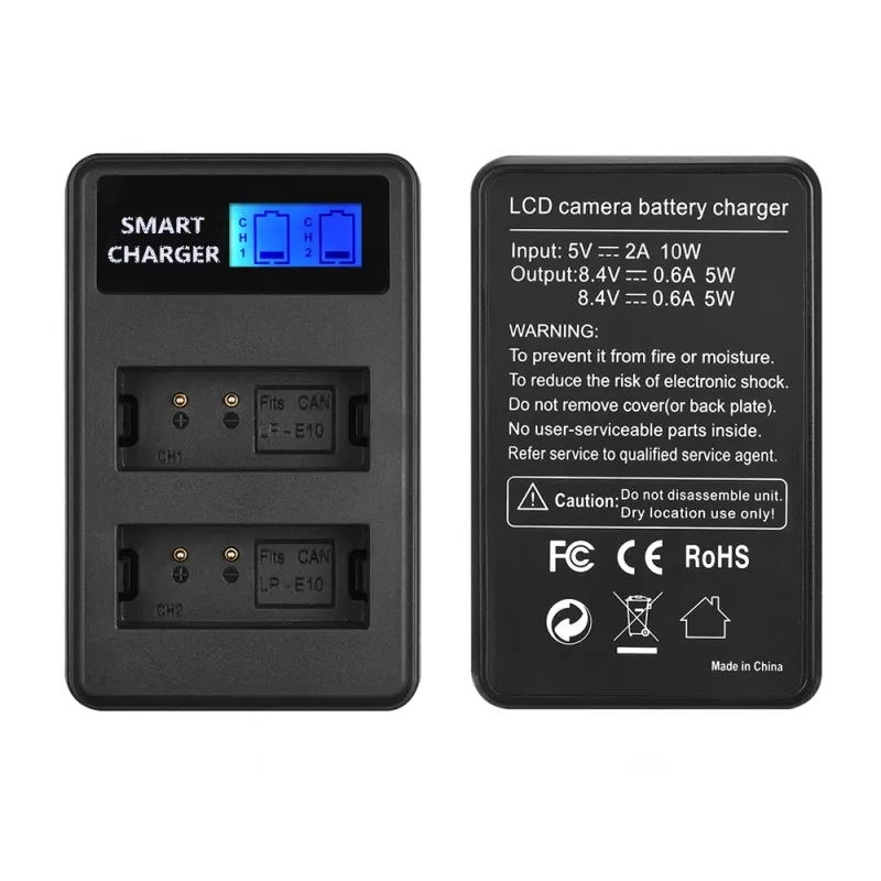 Wholesale Price Camera Battery Charger For Canon LP-E10, Camera Smart LCD Display USB Dual-Channel Camera Charger