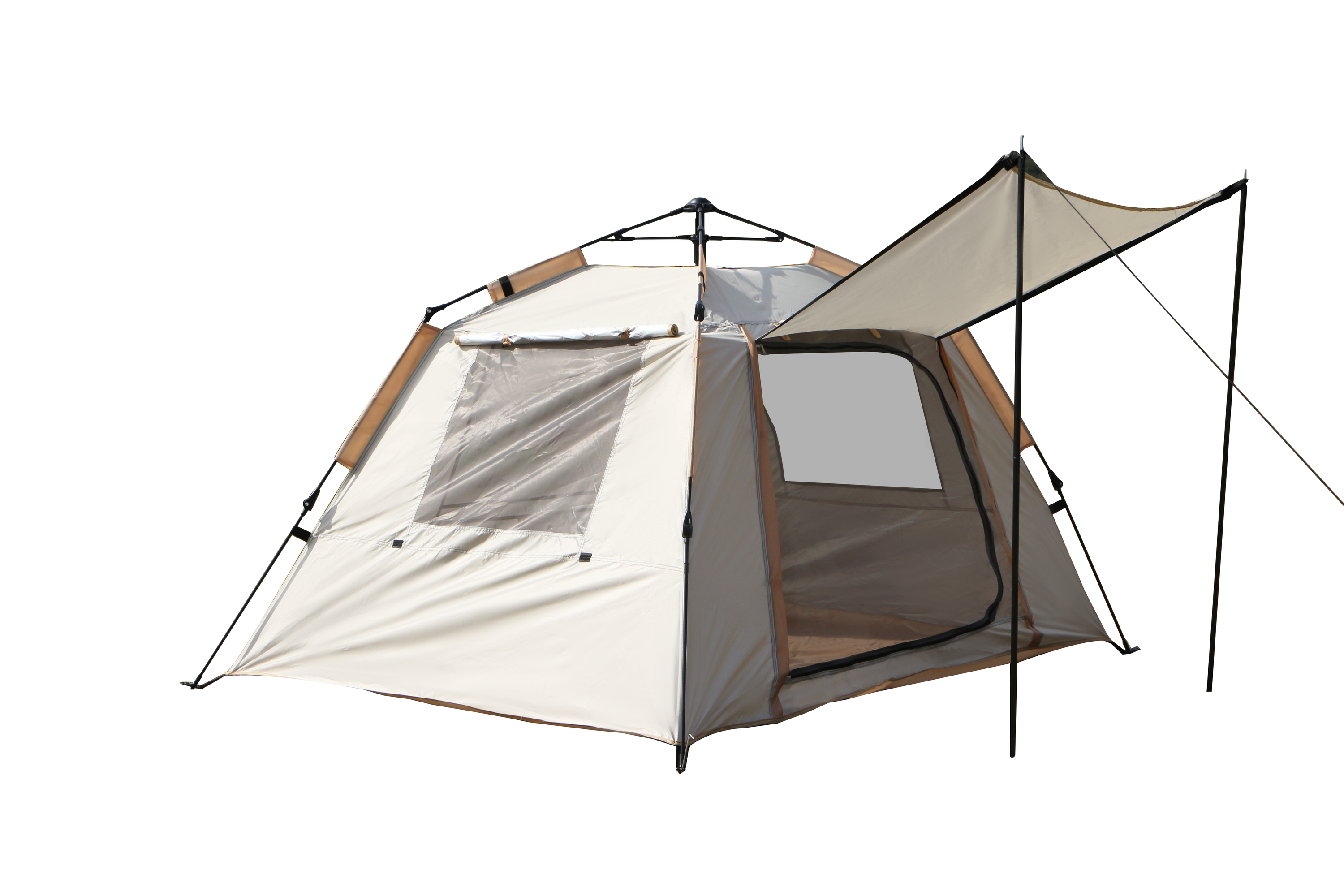 Tente Carrée Beige - 1 Porte 3 Fenêtres