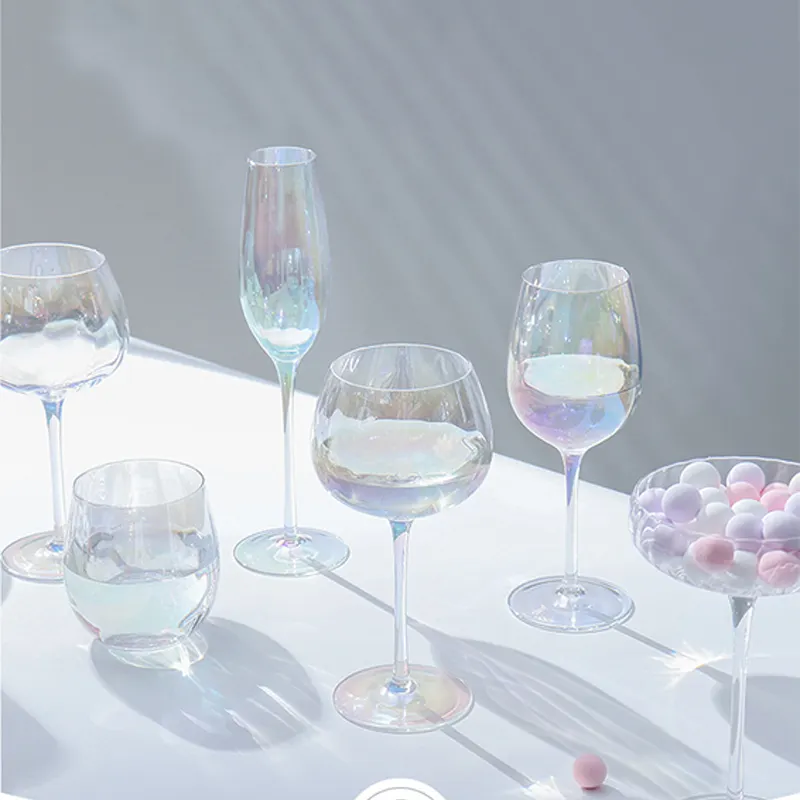 Creative Rainbow Wine Glass Set Home Goblet Dazzling Champagne Glass Light Luxury Plated Wine Glass