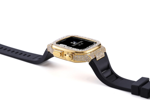 Silikon kayış paslanmaz çelik modifikasyon kiti elmas kapak koruyucu kılıf Apple serisi için 8 7 6 5 4 Iwatch 44mm 45mm - Product Image 6
