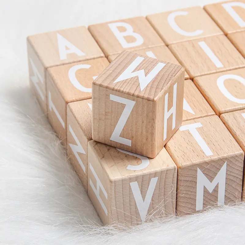 Cubes en bois abc personnalisés empilables blocs de l'alphabet bloc de lettres en bois cadeau de douche de bébé décor de pépinière éducation jouets montessoresi