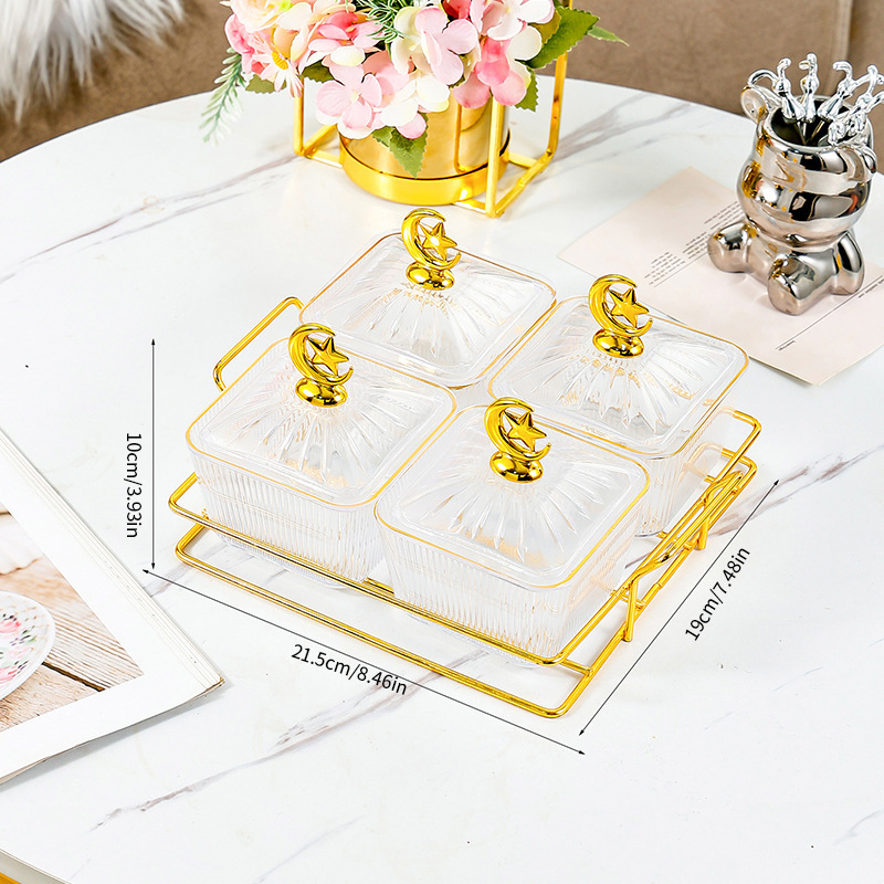 4 transparent square dish phnom penh moon star square gold rack