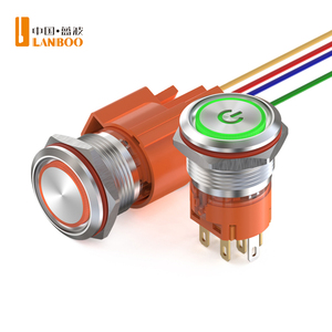 LANBOO 19A1 19 мм 1NO1NC/2NO2NC кнопочный переключатель, металл, фиксация/мгновенная, для промышленного контроля - Product Image 1