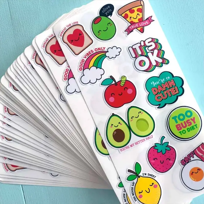 Waterproof Self Adhesive Custom Brand Logo Pvc Vinyl Kiss Cut Sticker Sheet For Kids